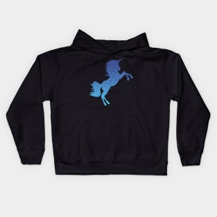 Bright Blue Ombre Faux Glitter Unicorn Kids Hoodie